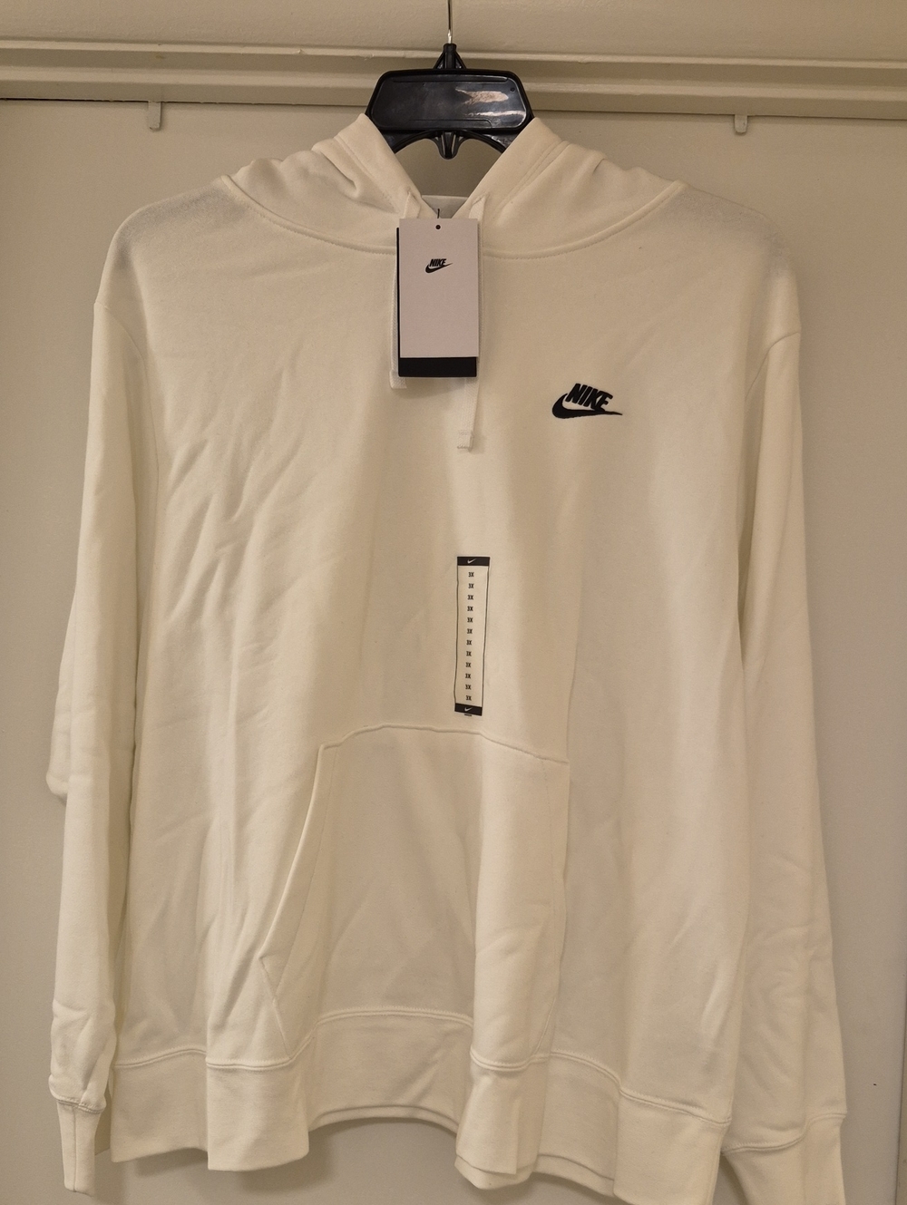 Nike White Pullover Hoodie with Black Swoosh Logo